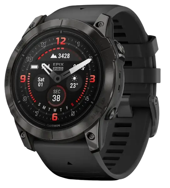 Смарт-годинник Garmin Epix Pro Gen 2 Sapphire 51mm Carbon G. DLC Tit. with Black Band (010-02804-00/01)