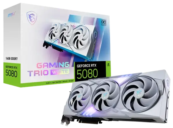 Відеокарта MSI GeForce RTX 5080 Gaming Trio OC White 16GB GDDR7 DLSS4