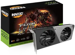 Відеокарта Inno3D GeForce RTX 4060 Ti Twin X2 OC 8 ГБ GDDR6 (N406T2-08D6X-171153N)