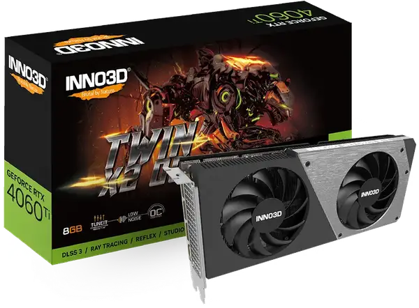 Відеокарта Inno3D GeForce RTX 4060 Ti Twin X2 OC 8 ГБ GDDR6 (N406T2-08D6X-171153N)