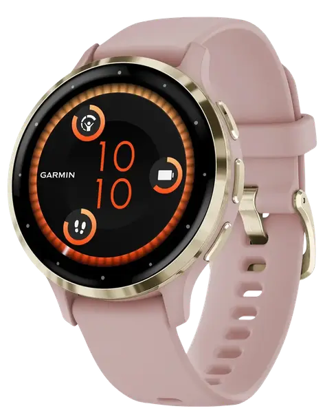 Смарт-годинник Garmin Venu 3S Soft Gold S. Steel Bezel w. Dust Rose Case and S. Band (010-02785-03/53)