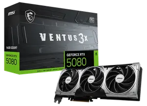 Відеокарта MSI GeForce RTX 5080 Ventus 3X OC Plus 16GB GDDR7 DLSS4 (912-V531-297, G5080-16V3CP) Відеокарта MSI GeForce RTX 5080 Ventus 3X OC Plus 16GB GDDR7 DLSS4 (912-V531-297, G5080-16V3CP)
