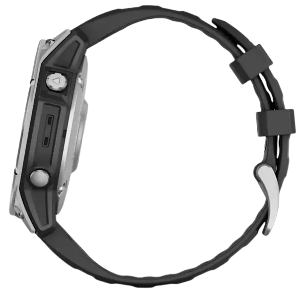 Спортивний годинник Garmin Fenix E 47mm AMOLED Stainless Steel with Black Silicone Band (010-03025-02/00)