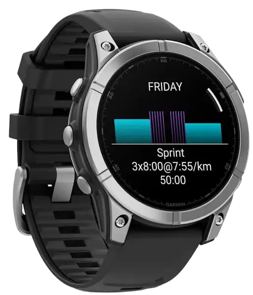 Спортивний годинник Garmin Fenix E 47mm AMOLED Stainless Steel with Black Silicone Band (010-03025-02/00)