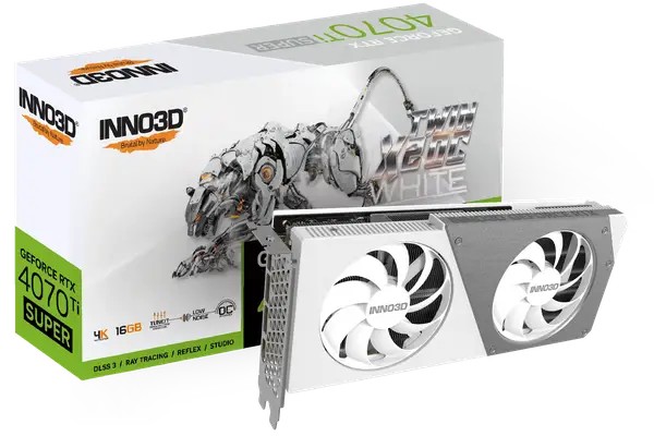Видеокарта Inno3D GeForce RTX 4070 Ti Super Twin X2 OC White 16GB GDDR6X (N407TS2-166XX-186156W)