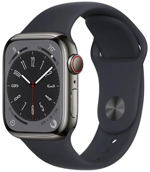 Смарт-годинник Apple Watch 8 41/Graphite Steel/Midnight Sport LTE (MNJJ3)