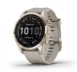 Смарт-годинник Garmin Fenix 7S Sapphire Solar C. Gold Titanium w. Light Sand Band (010-02539-20/21)