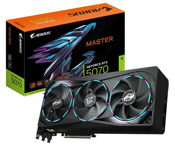 Відеокарта Gigabyte GeForce RTX 5070 AORUS Master 12GB GDDR7 DLSS4 (GV-N5070AORUS M-12GD)