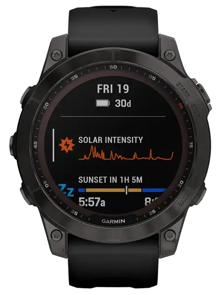 Смарт-годинник Garmin Fenix 7 Sapphire Solar Carbon Gray DLC Titanium with Black Band (010-02540-20/21)