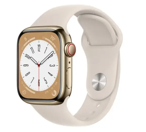 Смарт-годинник Apple Watch 8 41/Gold Steel/Starlight Sport LTE (MNJC3)