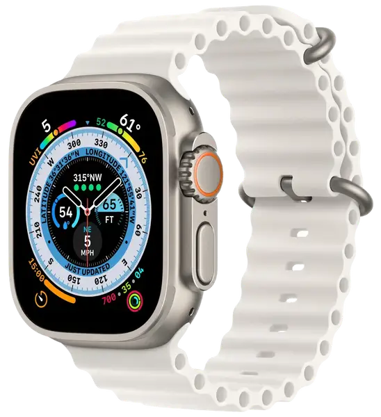 Смарт-годинник Apple Watch Ultra GPS + Cellular 49mm Titanium Case with White Ocean Band (MNH83/MNHF3)