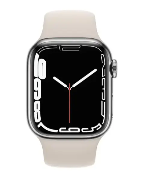 Смарт-годинник Apple Watch Series 7 GPS + Cellular 45mm Silver Stainless Steel Case w. Starlight Sport Band (MKJD3)