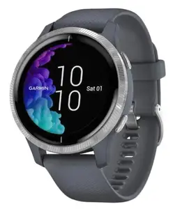 Смарт-годинник Garmin Venu Silver Stainless Steel Bezel w. Granite Blue and Silicone B. (010-02173-01/010-02173-03)