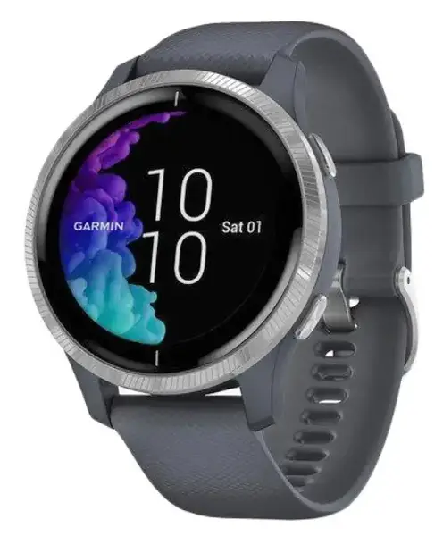 Смарт-годинник Garmin Venu Silver Stainless Steel Bezel w. Granite Blue and Silicone B. (010-02173-01/010-02173-03)