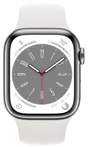 Смарт-годинник Apple Watch 8 41/Silver Steel/White Sport LTE (MNJ53)