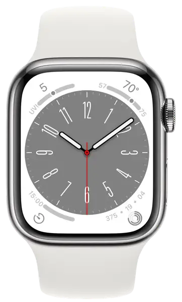 Смарт-годинник Apple Watch 8 41/Silver Steel/White Sport LTE (MNJ53)