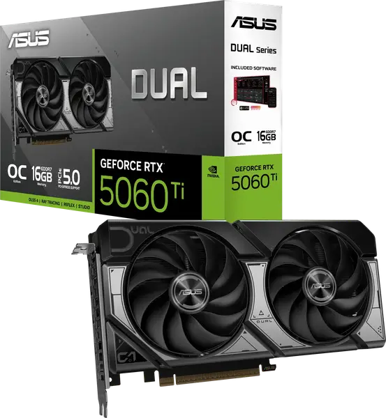 Відеокарта ASUS GeForce RTX 5060 Ti Dual OC 16GB GDDR7 DLSS4 (DUAL-RTX5060TI-O16G)