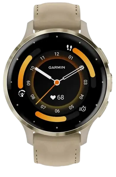 Смарт-годинник Garmin Venu 3S Soft Gold S. Steel Bezel w. French Gray Case and Leather Band (010-02785-55)