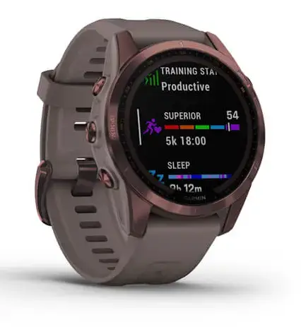 Смарт-годинник Garmin Fenix 7S Sapphire Solar Dark Bronze Titanium w. Shale G. Band (010-02539-28/29)