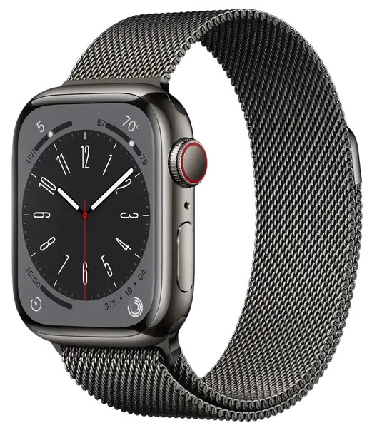 Смарт-годинник Apple Watch 8 41/Graphite Steel/Graphite Milanese Loop LTE (MNJM3)