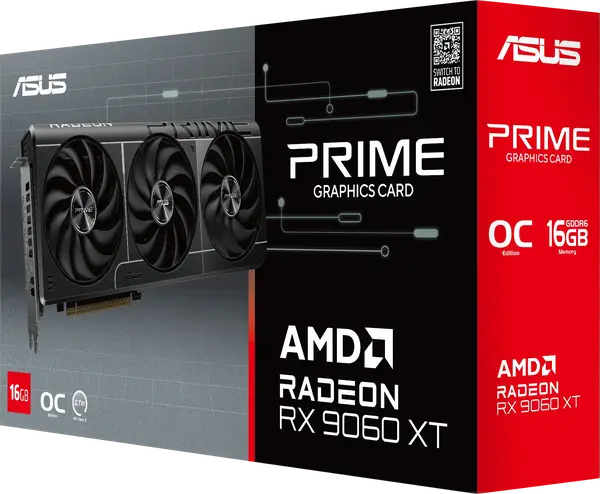 Відеокарта ASUS Radeon RX 9060 XT Prime OC 16GB GDDR6 (PRIME-RX9060XT-O16G)