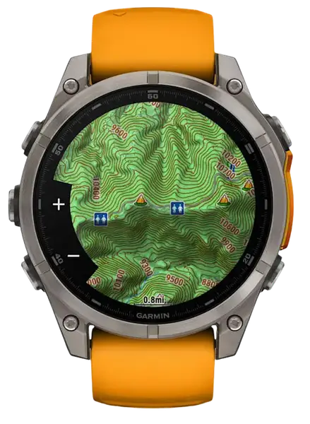 Спортивные часы Garmin Fenix 8 47mm AMOLED Sapphire Titanium w. Spark Orange/Graphite Silicone Band (010-02904-10/11)