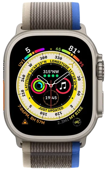 Смарт-годинник Apple Watch Ultra Titanium/Blue Gray Trail Loop S/M LTE (MNHL3)