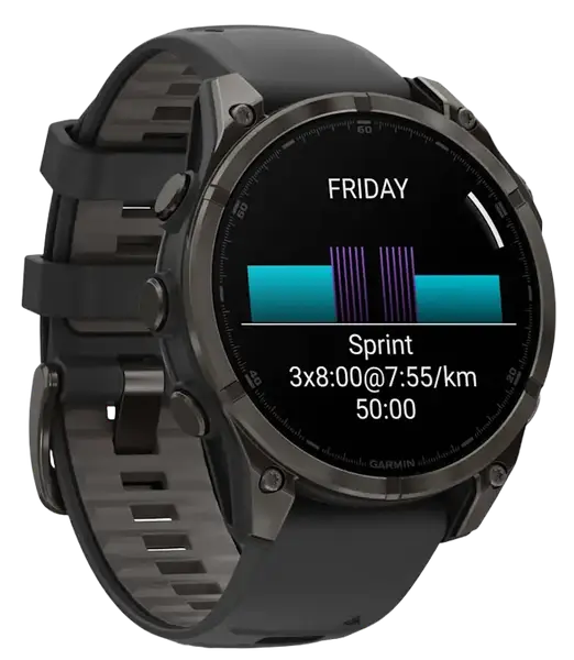 Спортивний годинник Garmin Fenix 8 51mm Solar Sapphire Carbon Gray DLC Titanium w. Black/Pebble Gray S. Band (010-02907-10/11)