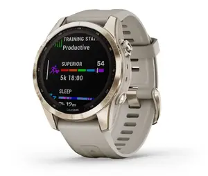Смарт-годинник Garmin Fenix 7S Sapphire Solar C. Gold Titanium w. Light Sand Band (010-02539-20/21)