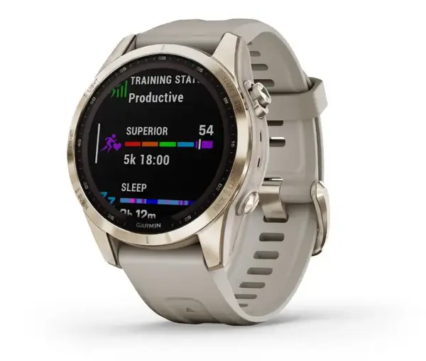 Смарт-годинник Garmin Fenix 7S Sapphire Solar C. Gold Titanium w. Light Sand Band (010-02539-20/21)