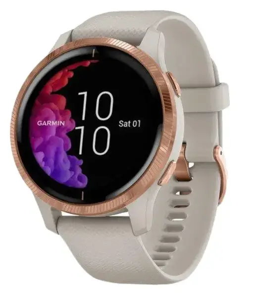 Смарт-годинник Garmin Venu Rose Gold Stainless Steel Bezel w. Light Sand and Silicone B. (010-02173-23/22/21)