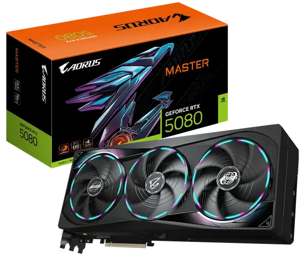 Відеокарта Gigabyte GeForce RTX 5080 AORUS Master 16GB GDDR7 DLSS4 (GV-N5080AORUS M-16GD)