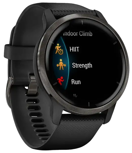 Смарт-годинник Garmin Venu 2 Slate Stainless Steel Bezel with Black Case and Silicone Band (010-02430-11/01)