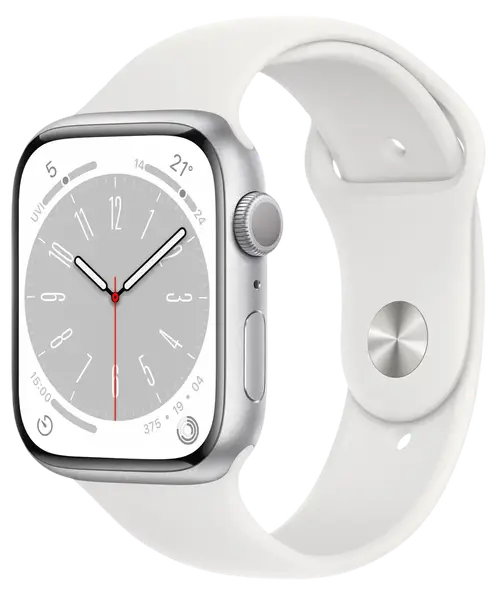 Смарт-годинник Apple Watch 8 45/Silver Aluminum/White Sport LTE (MP4J3)