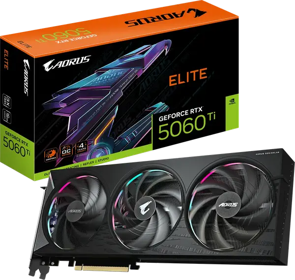 Відеокарта Gigabyte GeForce RTX 5060 Ti AORUS Elite 16GB GDDR7 DLSS4 (GV-N506TAORUS E-16GD)