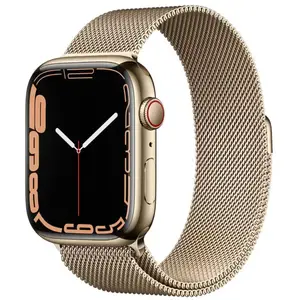 Смарт-годинник Apple Watch Series 7 GPS + Cellular 45mm Gold Stainless Steel Case with Gold Milanese Loop (MKJG3)