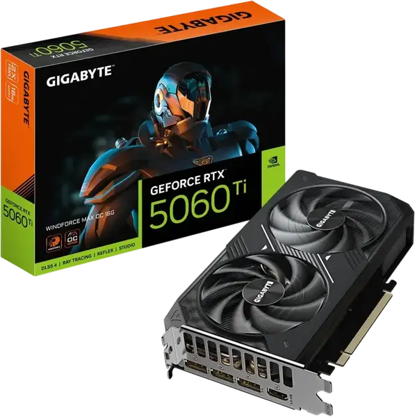 Відеокарта Gigabyte GeForce RTX 5060 Ti Windforce Max OC 16GB GDDR7 DLSS4 (GV-N506TWF2MAX OC-16GD)