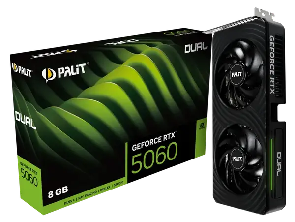 Відеокарта Palit GeForce RTX 5060 Dual 8GB GDDR7 DLSS4 (NE75060019P1-GB2063D)