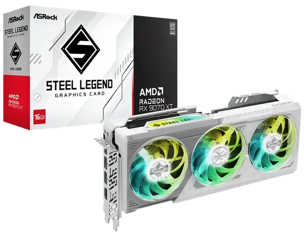 Відеокарта ASRock Radeon RX 9070 XT Steel Legend 16GB GDDR6 (RX9070XT SL 16G)