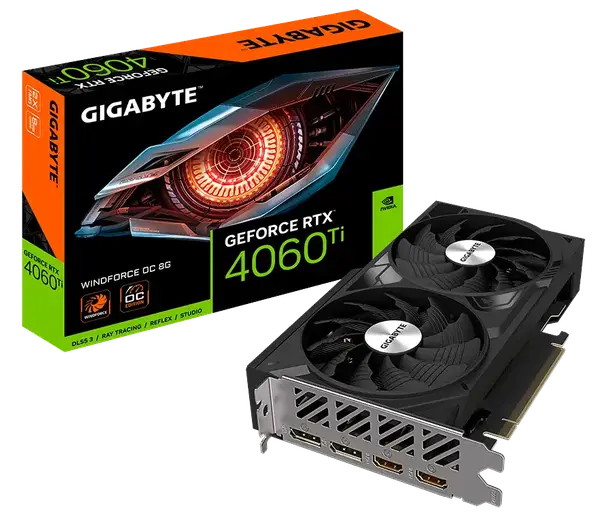 Видеокарта GIGABYTE GeForce RTX 4060 Ti WINDFORCE OC 8G (GV-N406TWF2OC-8GD)