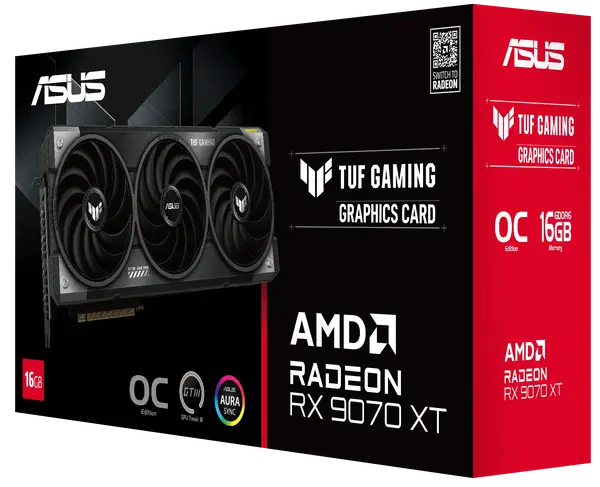 Відеокарта ASUS Radeon RX 9070 XT TUF Gaming OC 16GB GDDR6 (TUF-RX9070XT-O16G-GAMING)