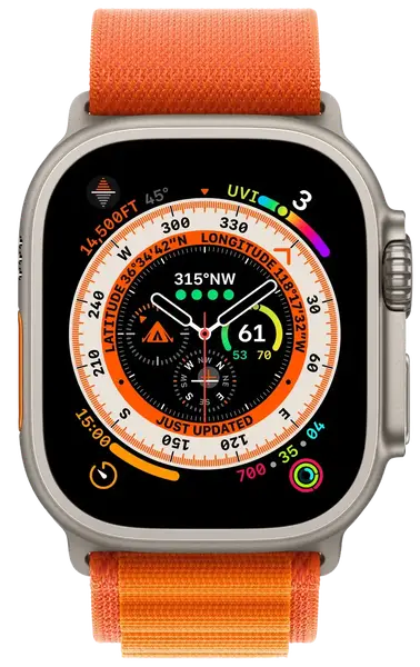 Смарт-годинник Apple Watch Ultra Titanium/Orange Alpine Loop S LTE (MNHH3)