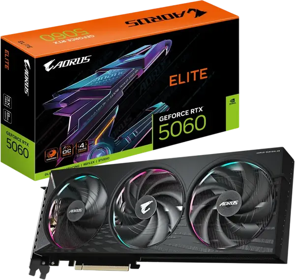 Відеокарта Gigabyte GeForce RTX 5060 AORUS Elite 8GB GDDR7 DLSS4 (GV-N5060AORUS E-8GD)