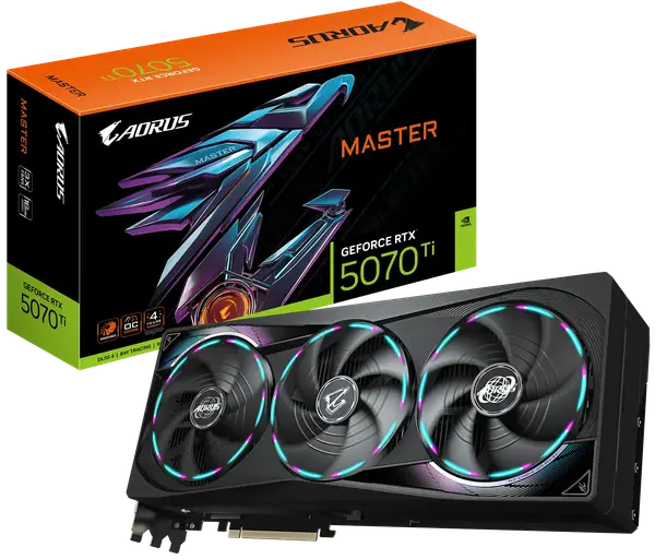 Відеокарта Gigabyte GeForce RTX 5070 Ti AORUS Master 16GB GDDR7 DLSS4 (GV-N507TAORUS M-16GD)