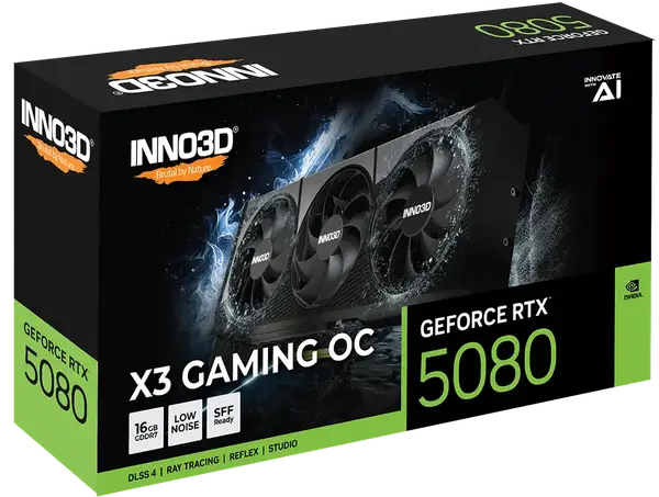 Відеокарта INNO3D GeForce RTX 5080 X3 Gaming OC 16GB GDDR7 DLSS4 (G50803-16D7X-17603930)