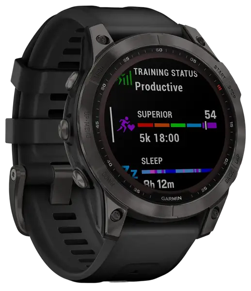 Смарт-годинник Garmin Fenix 7 Sapphire Solar Carbon Gray DLC Titanium with Black Band (010-02540-20/21)