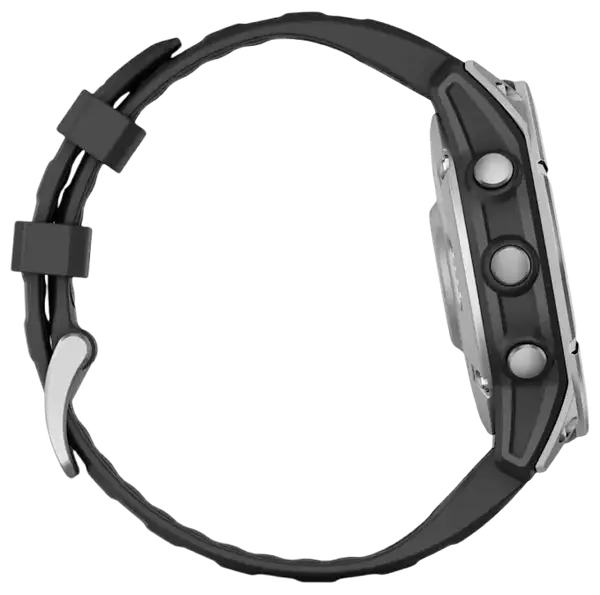 Спортивний годинник Garmin Fenix E 47mm AMOLED Stainless Steel with Black Silicone Band (010-03025-02/00)