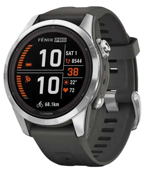 Смарт-часы Garmin Fenix 7S Pro Solar Silver w. Graphite Band (010-02776-00/01)