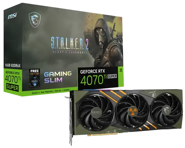 Відеокарта MSI RTX 4070 Ti SUPER 16G GAMING SLIM STALKER 16GB GDDR6X