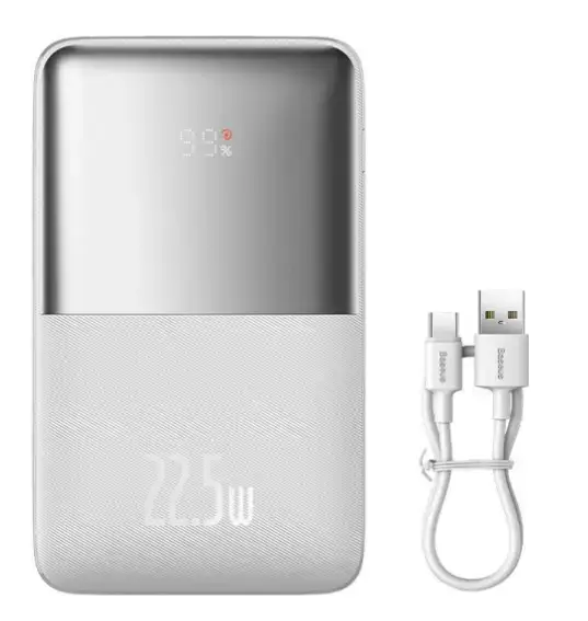Зовнішній акумулятор (павербанк) Baseus Power Bank 20000mAh Bipow Pro Digital Display PD 22.5W White (PPBD030002)